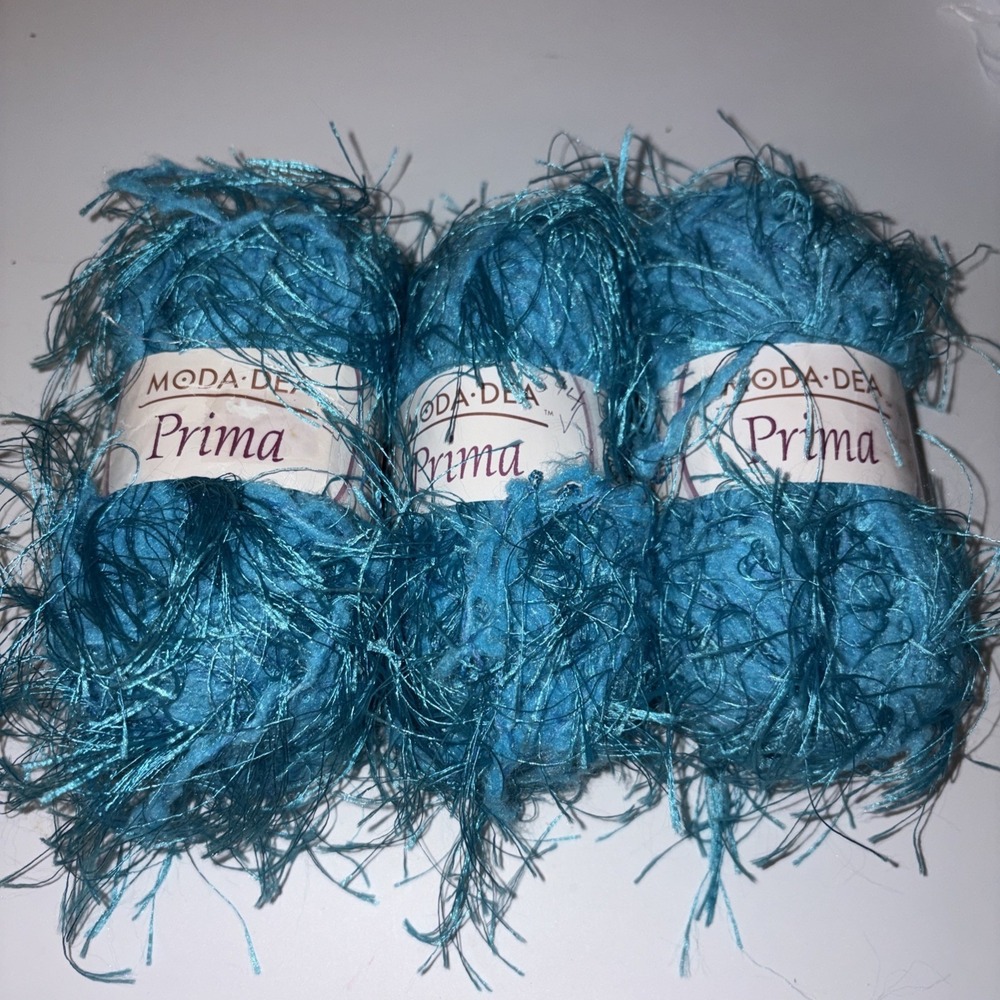 Moda Dea Prima fashion yarn, Turquoise, lot of 3 (72 yds each)